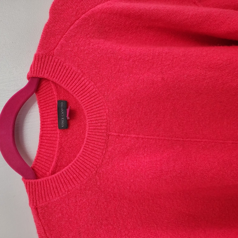 Vince Camuto Neon Hot Pink Crewneck Sweater Soft Knit Large - Picture 4 of 10